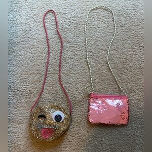 J. Crew Gold Emoji Bag and Pink Sequin Pouch